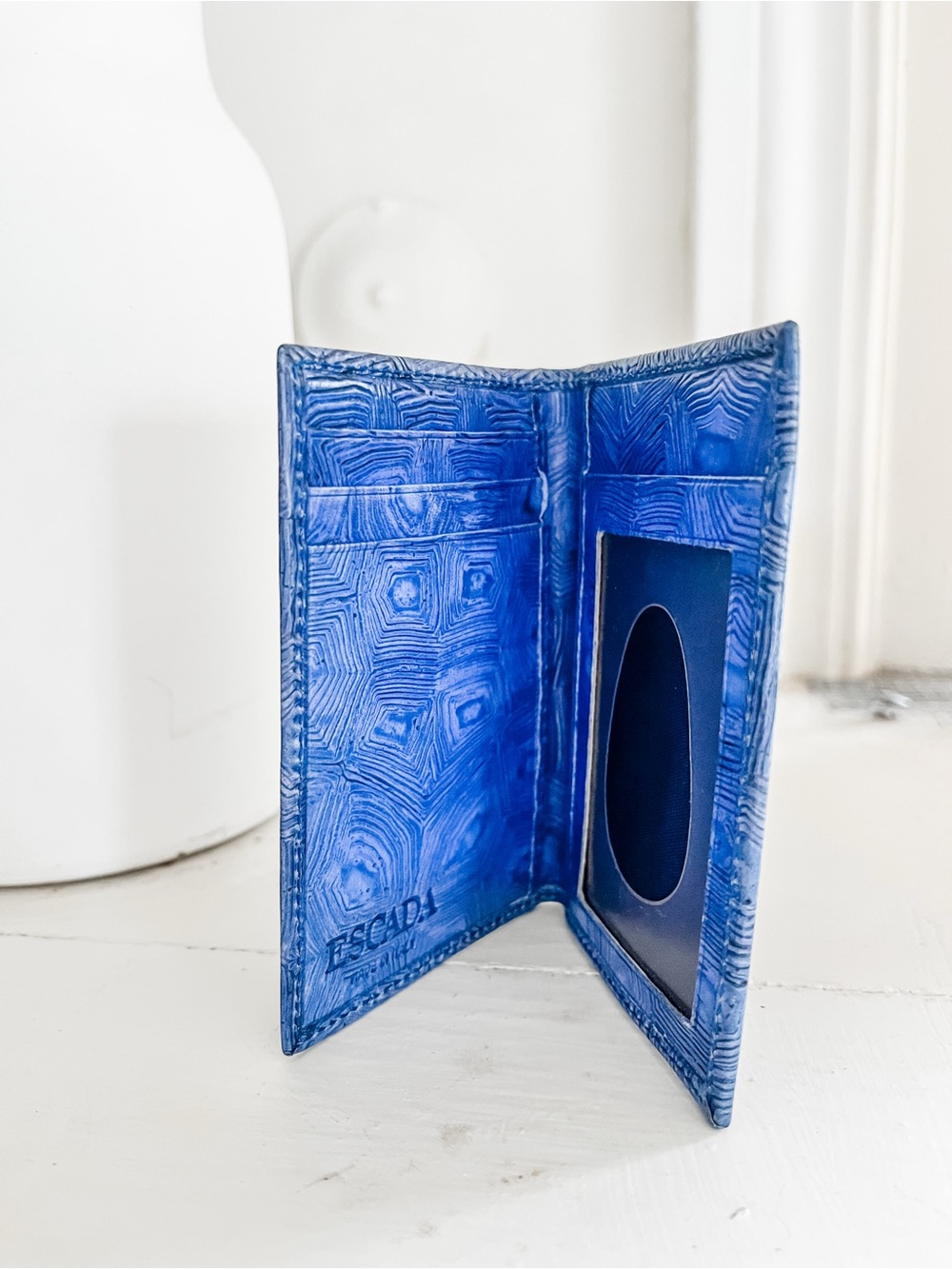 Vintage Escada  Electric Blue Textured Leather Card Holder